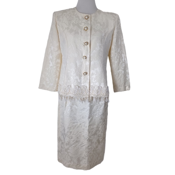 JEFFREY AND DARA FLORAL BROCADE JACKET/SKIRT SET  SIZE 7/8 - Picture 1 of 12